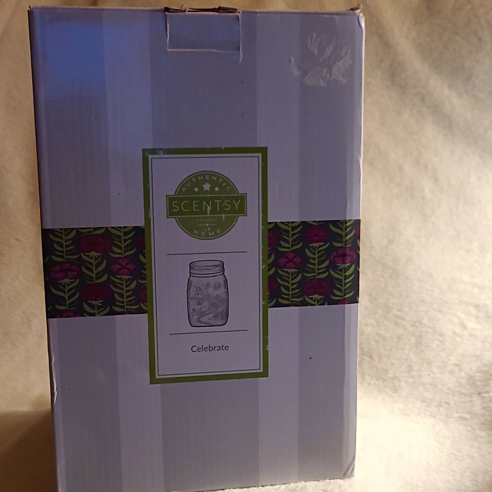 Scentsy Celebrate Mason Jar Wax Warmer Full Size Retire White Ceramic New in Box